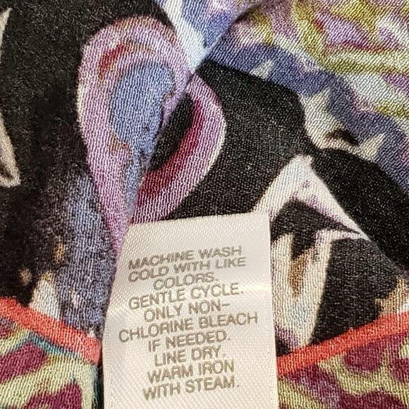 J Jill Shirt Top Women’s Plus Size 2X Blue Floral Button Up Long Sleeve Rayon - Picture 8 of 10